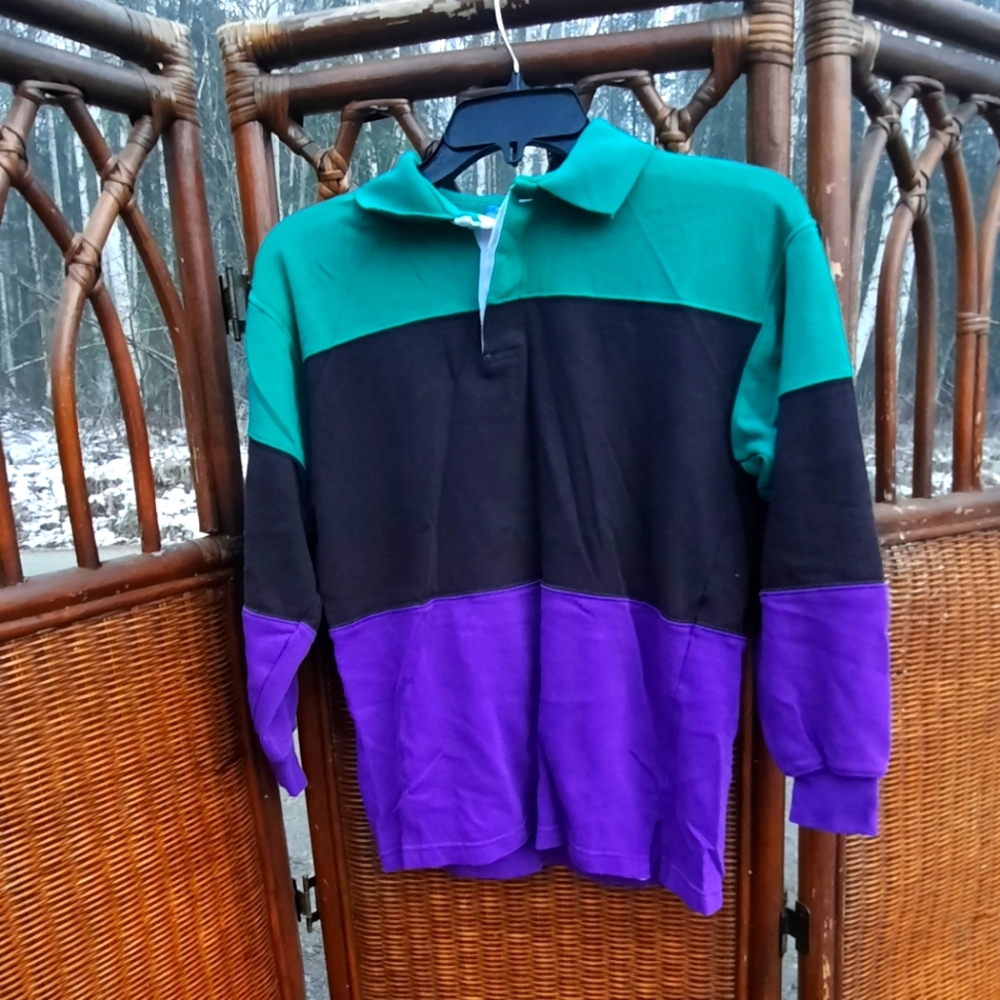 Vintage 80s Boys long sleeve shirt 💜💚🖤
